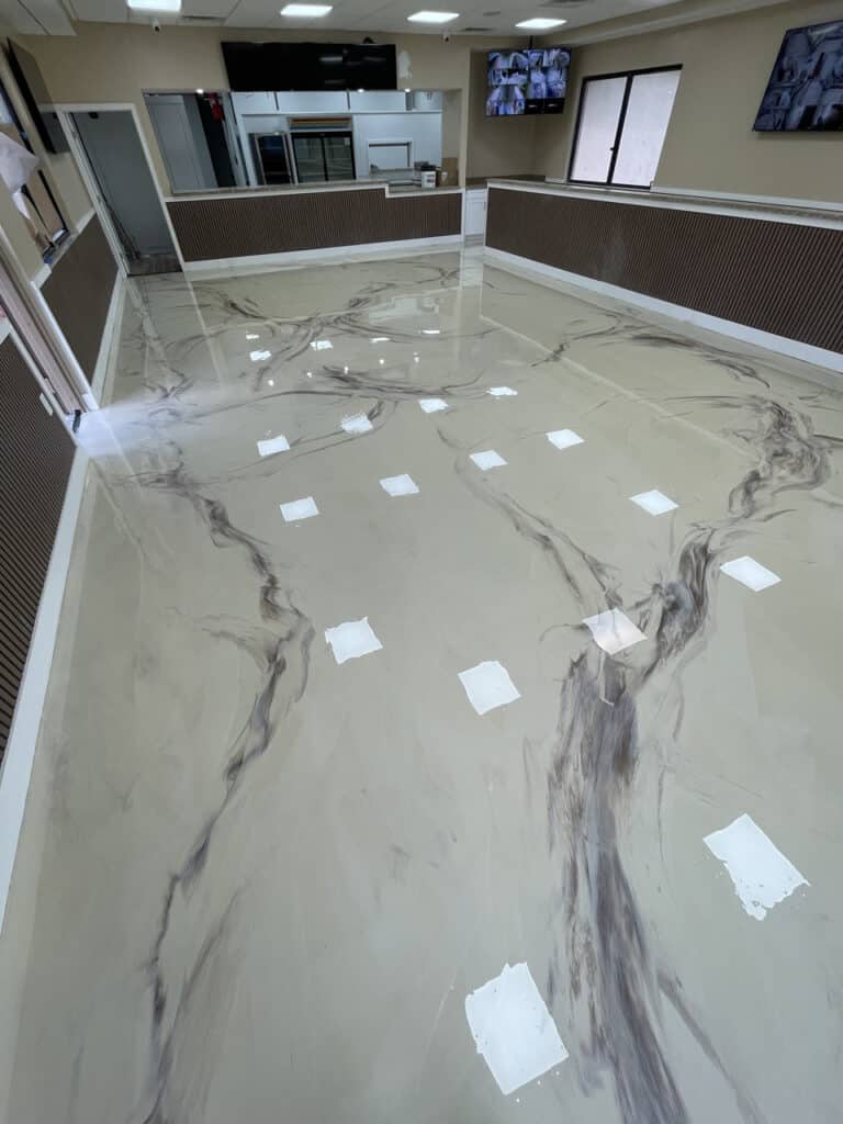 Beige & Cappucino Metallic Epoxy for a Restaurant in North Miami, FL