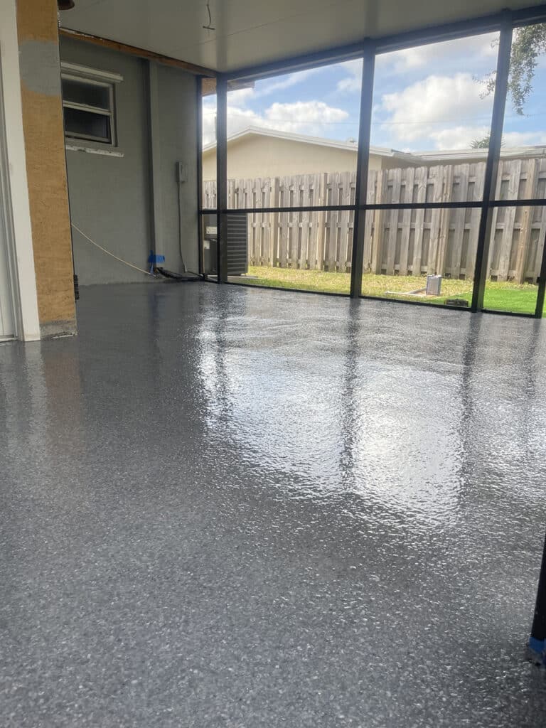 Epoxy Flakes Back Patio installation in Plantation, FL