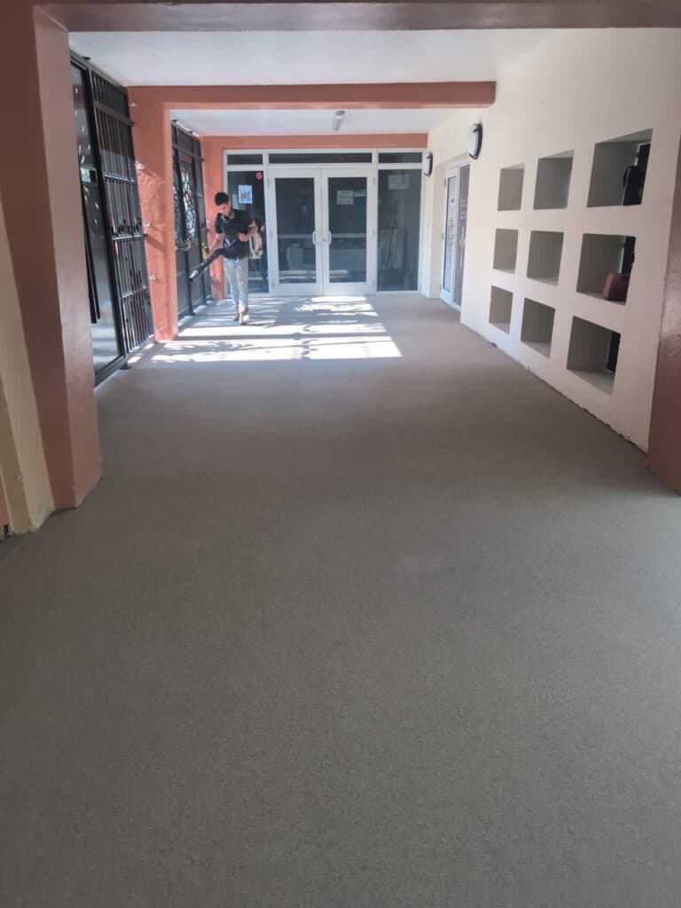 Epoxy Quartz Flooring Installation at Notre Dame Church in Miami