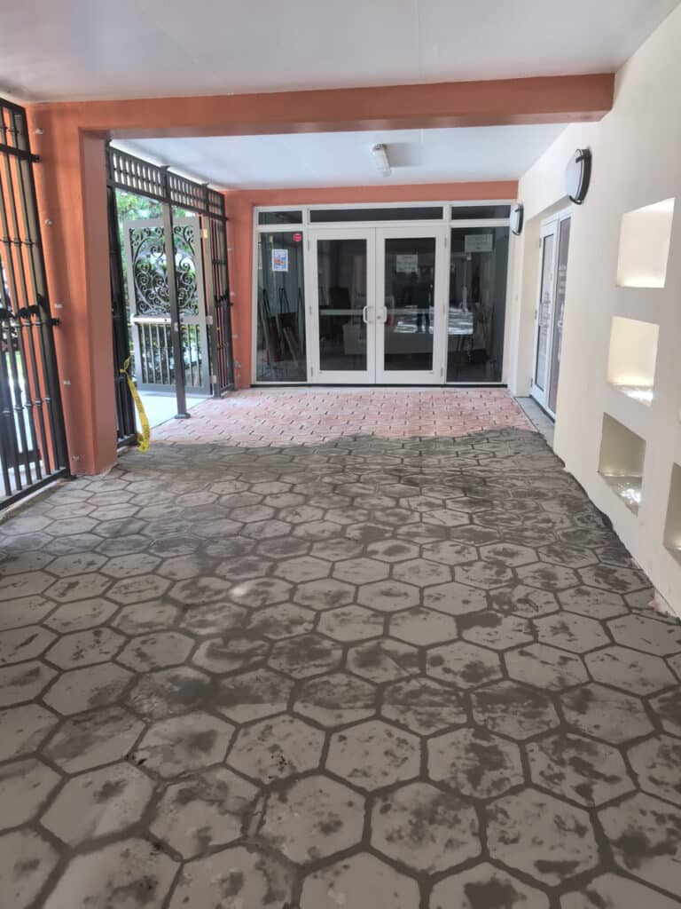Epoxy Quartz Flooring Installation at Notre Dame Church in Miami